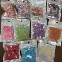 デコレーションパーツ セット 12種 ビーズ フレーク ハンドメイド 推し活【3