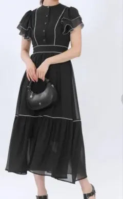 新品MARY QUANT シアーフリルワンピース サイズM ブラック