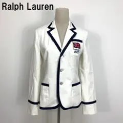 A7651 ラルフローレン テーラードジャケット 綿 刺繍 白 アイボリー ９