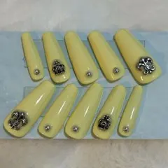 ネイルチップ y2k クロム クラウン 地雷 韓国 ロング ギャル イエロー 黄