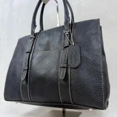 【極美品✨】ルルブルジョン レザートートバッグ A4可 ブラック ビジネス 通勤