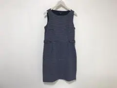 美品本物トミーヒルフィガーコットンストレッチボーダー柄ノースリーブワンピース紺M