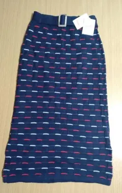 値下げ！socolla ニットタイトロングスカート【新品未使用】ネイビー 赤白