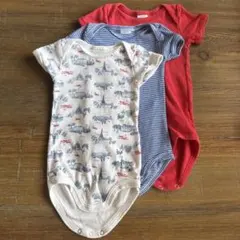 PETIT BATEAU プチバトーロンパース 67サイズ3枚エッフェル塔青白赤のサムネイル