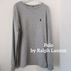 グレー 長袖カットソー ポロロゴ