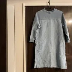 新品☆コムサイズム　インディゴ　デニム×裏毛ドッキングワンピース130㎝