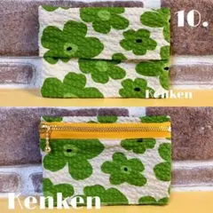 10.北欧調グリーンフラワーのミニポーチ付きポケットティッシュケース☆