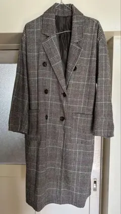 チェック柄 ダブルブレストコート Lサイズ