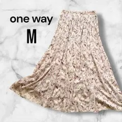 one way プリーツスカート M 小花柄 ロング ウエストゴム フレア