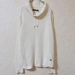 ラルフローレン ドローコード（紐付きタートルネックコットンニットホワイト L