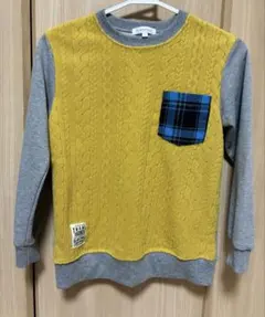 子供服トレーナー 140サイズ3can4on イエロー グレー