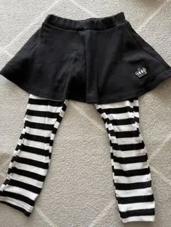 スカート付きレギンス 黒白ストライプのサムネイル