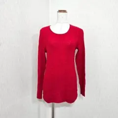 Mao made ワッフルリブニット 長袖 レッド 赤 綿100% 無地のサムネイル