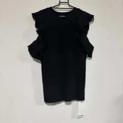 snidelプリーツラッフルスリーブニット ブラック