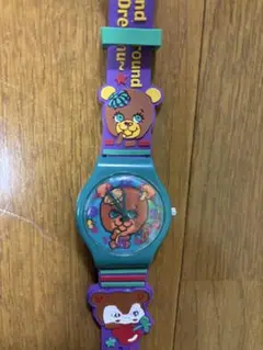 新品未使用　グラグラ　腕時計　パープルグリーン　くま