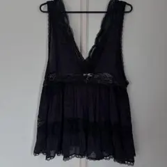 Free People レース フリル ビスチェ ブラック インド製