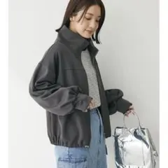 トラックジャケット風カットカーディガン スタンドカラー トラックジャケット