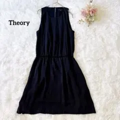 theory ブラック シルク ワンピース ドレープ ノースリーブ 2 theory / ノースリーブ シルク ワンピース 絹 トップス 黒 ブラック