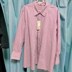 UNIQLO 薄紫 ストライプ 長袖シャツ 3XL パープル