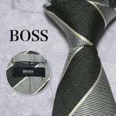 【美品】HUGO BOSS グリーン レジメンタル ネクタイ