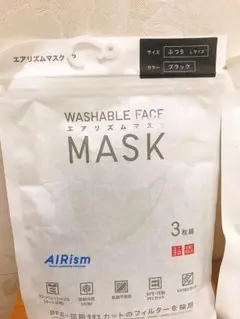 UNIQLO AIRism フェイスマスク L ブラック 3枚組