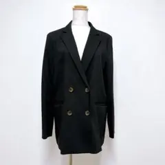 E005【美品】ビスダブルブレスト テーラードジャケット ブラック F オフィス