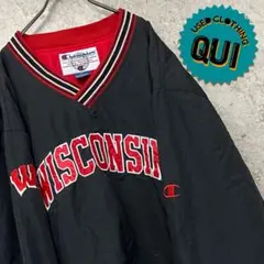 レアUS古着○ウィスコンシン大学 刺繍プルオーバーナイロンジャケット 2XL