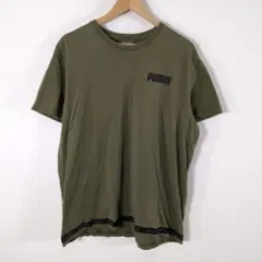 00s vintage 半袖Tシャツ カーキ PUMA プーマ ロゴ 裾テープ
