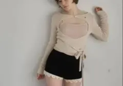 andmary Bicolor ribbon tops white - メルカリ