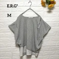 【イーアールジー】e.r.g* 半袖Tシャツ アンサンブル風 グレー M