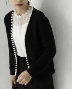 【新品・タグ付】パールトリミングニットカーディガン/fifth