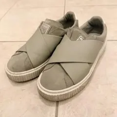 Puma プーマ 厚底 グレー クロスバンド スニーカー 23cm