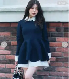snidelシャツレイヤードニットチュニック
