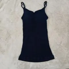 UNITED　ARROWS　リブ編み ブラック キャミソールカップ付き