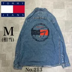 TOMMY JEANS デニムシャツ ボタンダウン ビッグロゴ プリントロゴ