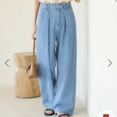 ロペピクニック　柄デニムタックワイドパンツ