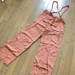 【新品】カジュアルパンツ　ワイドパンツ　サスペンダー付きパンツ　ビンテージ風