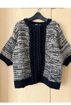 CLANE DOT LINE HALF SLEEVE KNIT CARDIGAN