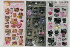 キラキララインストーンシール　ハローキティ　クロミ　日焼けキティ　ゼブラ