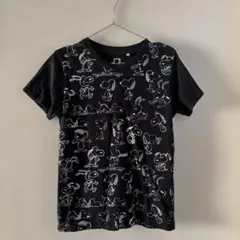 PEANUTS スヌーピー 総柄 半袖Tシャツ ブラック