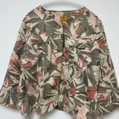 Ruby Rd. 総柄ノーカラージャケット ボタニカル柄