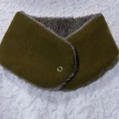 ハンドメイド ネックウォーマー マフラー 無地 カーキ色