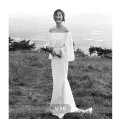 美晴ドレス　オフショルダーウェディングドレス　長袖