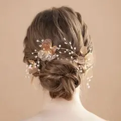 【お値下げ中】ブライダル 成人式 ゴールドヘアアクセサリー 花