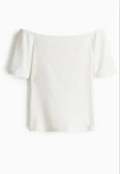【美品❣️】H&M オフショルダー リブトップス ホワイト Sサイズのサムネイル