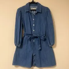 最終お値下げZaraザラ レディース デニムシャツワンピースベルト付きサイズXS