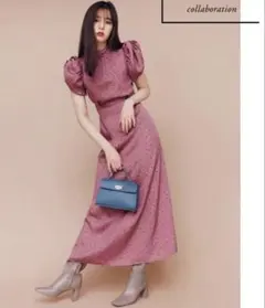 【snidel】ドット柄パフスリーブワンピース