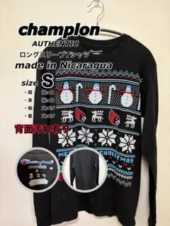 【汚れ有り】champion クリスマスデザイン 長袖Tシャツ S チャンピオン