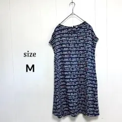 小泉アパレル 魚柄 総柄 チュニック フレンチスリーブ ミニ丈ワンピース個性派