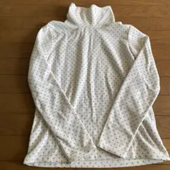 UNIQLO フリース　ホワイト ドット柄 ハイネック長袖